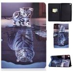 For Samsung Galaxy Tab A 8.0 (2019) T290 / T295 Voltage Painted Pattern Tablet PC Protective Leather Case with Bracket & Card Slots & Anti-skid Strip(Cat and Tiger)