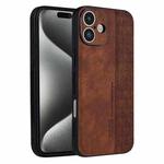 For iPhone 16 Plus AZNS 3D Embossed Skin Feel Phone Case(Brown)