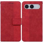 For OnePlus Nord 4 Geometric Embossed Leather Phone Case(Red)