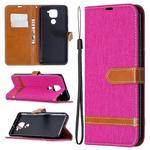 For Xiaomi Redmi Note 9 Denim Texture Horizontal Flip Leather Case with Holder & Card Slots & Wallet & Lanyard(Rose Red)