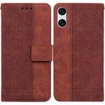 For Sony Xperia 10 VI Geometric Embossed Leather Phone Case(Brown)