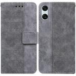 For Sony Xperia 10 VI Geometric Embossed Leather Phone Case(Grey)