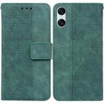 For Sony Xperia 10 VI Geometric Embossed Leather Phone Case(Green)