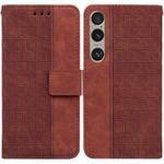 For Sony Xperia 1 VI Geometric Embossed Leather Phone Case(Brown)