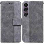 For Sony Xperia 1 VII Geometric Embossed Leather Phone Case(Grey)
