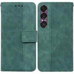 For Sony Xperia 1 VII Geometric Embossed Leather Phone Case(Green)