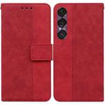 For Sony Xperia 1 VII Geometric Embossed Leather Phone Case(Red)