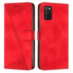 For Samsung Galaxy A02s 164mm Dream Triangle Leather Phone Case with Long Lanyard(Red)