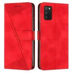 For Samsung Galaxy A03s 166mm Dream Triangle Leather Phone Case with Long Lanyard(Red)