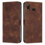 For Samsung Galaxy A10s / M01s Dream Triangle Leather Phone Case with Long Lanyard(Brown)