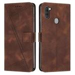 For Samsung Galaxy A11 Dream Triangle Leather Phone Case with Long Lanyard(Brown)