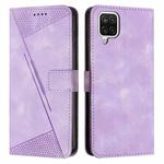 For Samsung Galaxy A12 Dream Triangle Leather Phone Case with Long Lanyard(Purple)