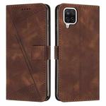For Samsung Galaxy A12 Dream Triangle Leather Phone Case with Long Lanyard(Brown)