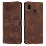 For Samsung Galaxy A20e Dream Triangle Leather Phone Case with Long Lanyard(Brown)