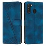 For Samsung Galaxy A21 Dream Triangle Leather Phone Case with Long Lanyard(Blue)