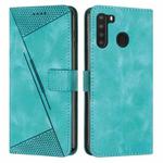 For Samsung Galaxy A21 Dream Triangle Leather Phone Case with Long Lanyard(Green)