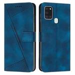 For Samsung Galaxy A21s Dream Triangle Leather Phone Case with Long Lanyard(Blue)