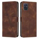For Samsung Galaxy A51 5G Dream Triangle Leather Phone Case with Long Lanyard(Brown)