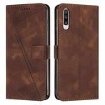 For Samsung Galaxy A70 Dream Triangle Leather Phone Case with Long Lanyard(Brown)