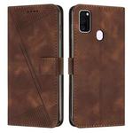 For Samsung Galaxy M30s / M21 Dream Triangle Leather Phone Case with Long Lanyard(Brown)