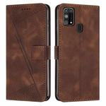 For Samsung Galaxy M31s Dream Triangle Leather Phone Case with Long Lanyard(Brown)