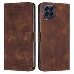 For Samsung Galaxy M33 Dream Triangle Leather Phone Case with Long Lanyard(Brown)
