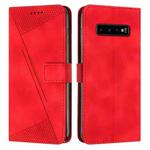For Samsung Galaxy S10+ Dream Triangle Leather Phone Case with Long Lanyard(Red)
