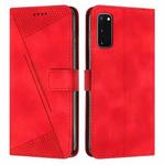 For Samsung Galaxy S20 Dream Triangle Leather Phone Case with Long Lanyard(Red)