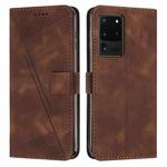 For Samsung Galaxy S20 Ultra Dream Triangle Leather Phone Case with Long Lanyard(Brown)