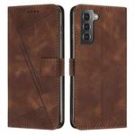 For Samsung Galaxy S21 5G Dream Triangle Leather Phone Case with Long Lanyard(Brown)