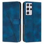 For Samsung Galaxy S21 Ultra 5G Dream Triangle Leather Phone Case with Long Lanyard(Blue)