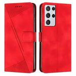 For Samsung Galaxy S21 Ultra 5G Dream Triangle Leather Phone Case with Long Lanyard(Red)