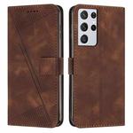 For Samsung Galaxy S21 Ultra 5G Dream Triangle Leather Phone Case with Long Lanyard(Brown)