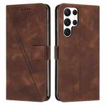 For Samsung Galaxy S22 Ultra 5G Dream Triangle Leather Phone Case with Long Lanyard(Brown)