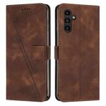 For Samsung Galaxy S23 FE 5G Dream Triangle Leather Phone Case with Long Lanyard(Brown)