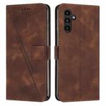 For Samsung Galaxy A25 5G Dream Triangle Leather Phone Case with Long Lanyard(Brown)