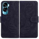 For Honor 90 Lite Tiger Embossing Pattern Flip Leather Phone Case(Black)