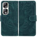 For Honor 90 Pro Tiger Embossing Pattern Flip Leather Phone Case(Green)