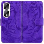 For Honor 90 Pro Tiger Embossing Pattern Flip Leather Phone Case(Purple)