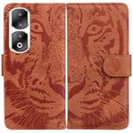 For Honor 90 Pro Tiger Embossing Pattern Flip Leather Phone Case(Brown)