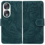 For Honor 90 Tiger Embossing Pattern Flip Leather Phone Case(Green)