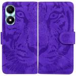 For Honor X5 Plus / Play 40C Tiger Embossing Pattern Flip Leather Phone Case(Purple)
