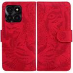 For Honor X6a Tiger Embossing Pattern Flip Leather Phone Case(Red)