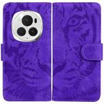 For Honor Magic6 Pro Tiger Embossing Pattern Flip Leather Phone Case(Purple)