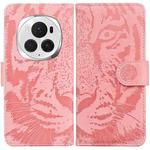 For Honor Magic6 Pro Tiger Embossing Pattern Flip Leather Phone Case(Pink)