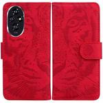 For Honor 200 Tiger Embossing Pattern Flip Leather Phone Case(Red)