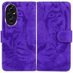 For Honor 200 Tiger Embossing Pattern Flip Leather Phone Case(Purple)