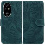 For Honor 200 Pro Tiger Embossing Pattern Flip Leather Phone Case(Green)