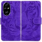 For Honor 200 Pro Tiger Embossing Pattern Flip Leather Phone Case(Purple)