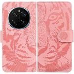 For Honor Magic7 Pro Tiger Embossing Pattern Flip Leather Phone Case(Pink)